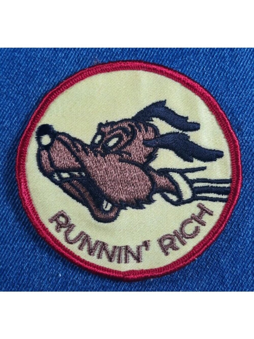 NOS 70s Original Vintage Runnin' Rich 3" Patch Funny Humor Hippie Satire Retro